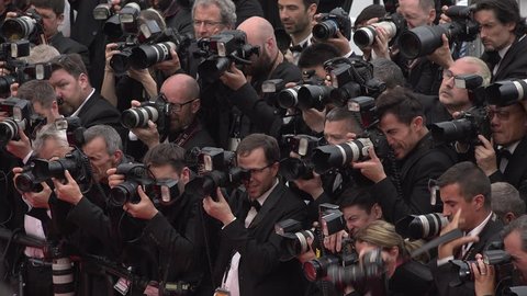 Cannes - May 14: Shot of Photographers on the red carpet at the Cannes Film Festival 2016