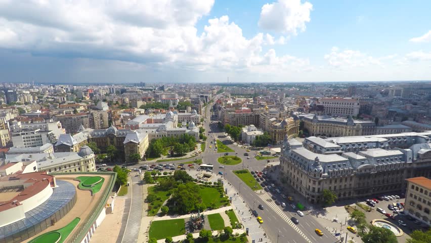Aerial view of central Bucharest, Romania