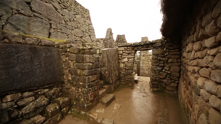 Building in ruins of Machu Picchu in the Andes of Peru, South America