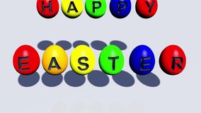 Jumping eggs as a happy easter animation on white background