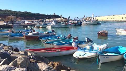 TIPAZA, ALGERIA - APR 9, 2016: Port of Tipaza(Tipasa). The Urban County seat is Khemisti City, there are two secondary cities, Khemisti Port (formerly Chiffalo) and Othmane Tolba (former La Vigie)