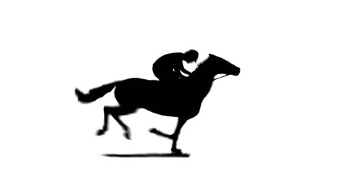 Horse running silhouette with jockey. Seamless loop.
black and white matte 