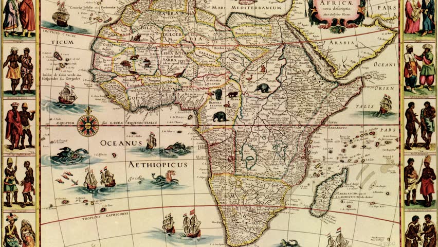 Antique Map Of Africa Zoom Stock Footage Video 100 Royalty