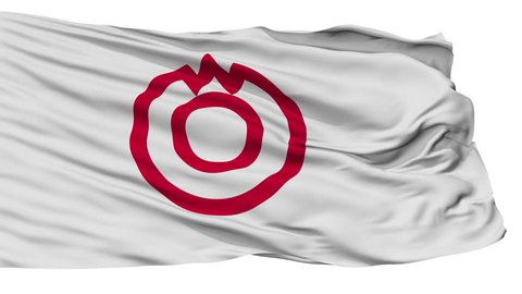 Yamaguchi Capital City Flag, Yamaguchi Prefecture of Japan, Isolated Realistic 3D Animation, Slow Motion, Seamless Loop - 10 Seconds Long