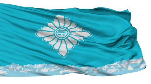 Toyama Capital City Flag, Toyama Prefecture of Japan, Isolated Realistic 3D Animation, Slow Motion, Seamless Loop - 10 Seconds Long