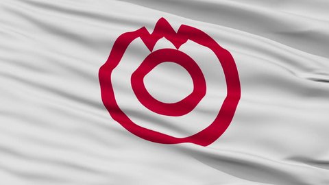 Yamaguchi Capital City Flag, Yamaguchi Prefecture of Japan, Close Up Realistic 3D Animation, Slow Motion, Seamless Loop - 10 Seconds Long