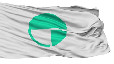 Nagano Capital City Flag, Nagano Prefecture of Japan, Isolated Realistic 3D Animation, Slow Motion, Seamless Loop - 10 Seconds Long