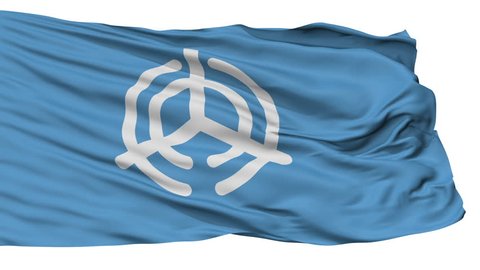 Oita Capital City Flag, Oita Prefecture of Japan, Isolated Realistic 3D Animation, Slow Motion, Seamless Loop - 10 Seconds Long