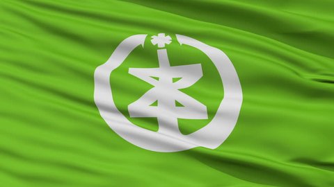 Niigata Capital City Flag, Niigata Prefecture of Japan, Close Up Realistic 3D Animation, Slow Motion, Seamless Loop - 10 Seconds Long