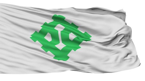 Chiba Capital City Flag, Chiba Prefecture of Japan, Isolated Realistic 3D Animation, Slow Motion, Seamless Loop - 10 Seconds Long