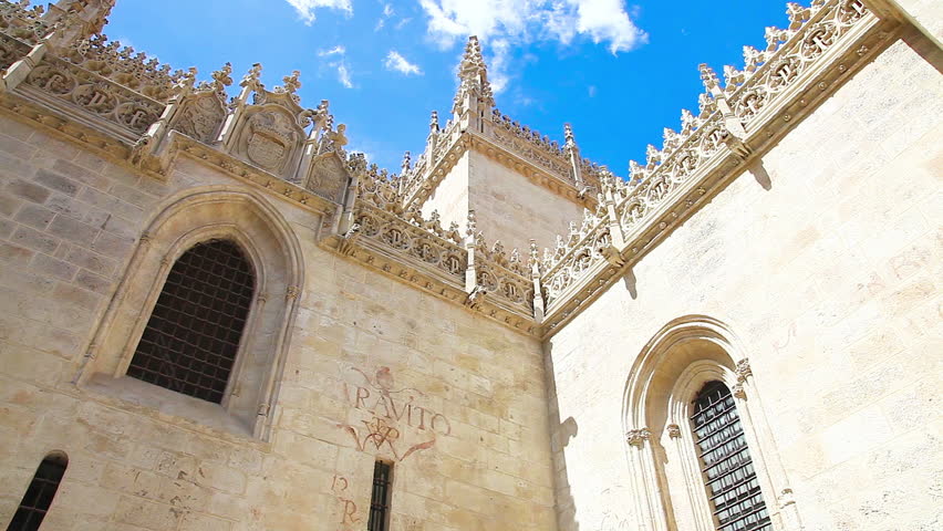 Daily time lapse of moving clouds at Royal Chapel in Granada Cathedral, Granada town, Andalusia, Spain