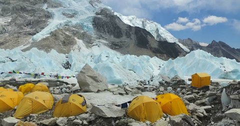 Everest Base Camp on the glacier Khumbu- Nepal Himalayas.