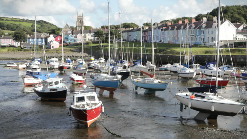 Aberaeron, Wales. Welsh harbour at the mouth of the River Aeron.