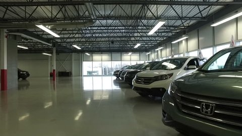 MONTREAL, CANADA - MAY 2016: Honda Cars Dealership Steadicam Flow
