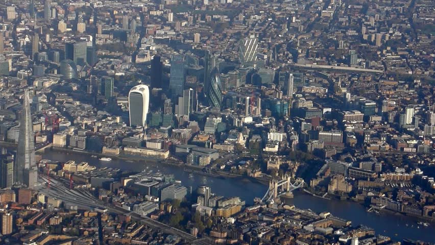 London cityscape aerial from airplane Royalty-Free Stock Footage #16731298