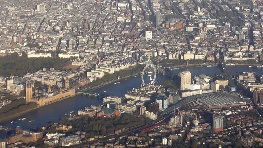 London cityscape aerial from airplane Royalty-Free Stock Footage #16731313