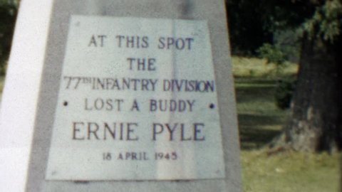 VERMILLION, INDIANA 1959: Ernie Pyle 77th Infantry Division Lost a Buddy gravestone.