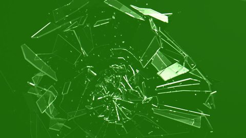 Shattered Glass Slow Motion on Green Screen