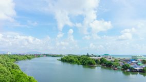 4K/UHD Time-lapse : Rayong river landscape near sea.