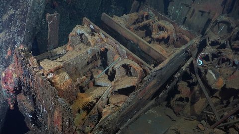 Lot of gilder bombs, inside the Umbria shipwreck - Red sea, Sudan