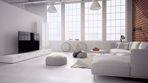 3d rendering. modern living room in a loft.