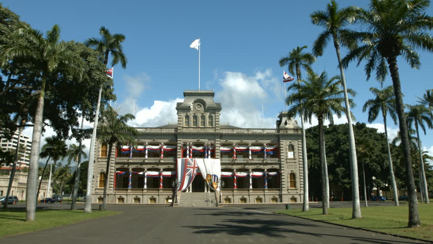 Iolani Palace in Downtown Honolulu, Oahu, Hawaii, the only royal palace in the United States.