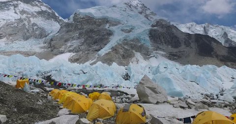 Everest Base Camp on the glacier Khumbu- Nepal Himalayas. 