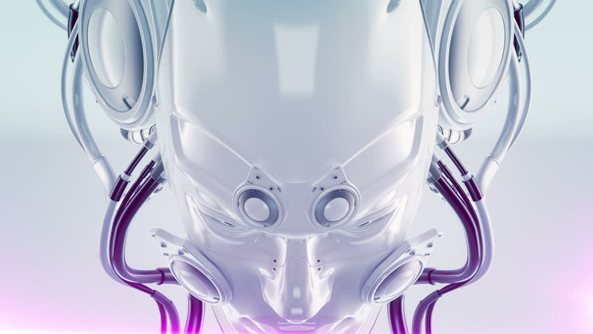  3d rendering with alpha and depth layer / Robotic head rises