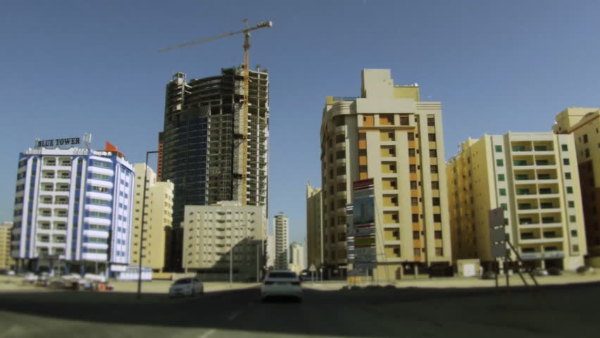 On Board Camera On A Car in Juffair Neighborhood. New construction on the way. Bahrain 02