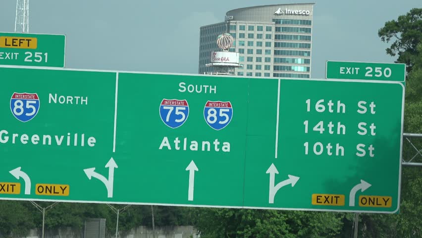 Atlanta Traffic Signs On Highway Stock Footage Video 100 Royalty