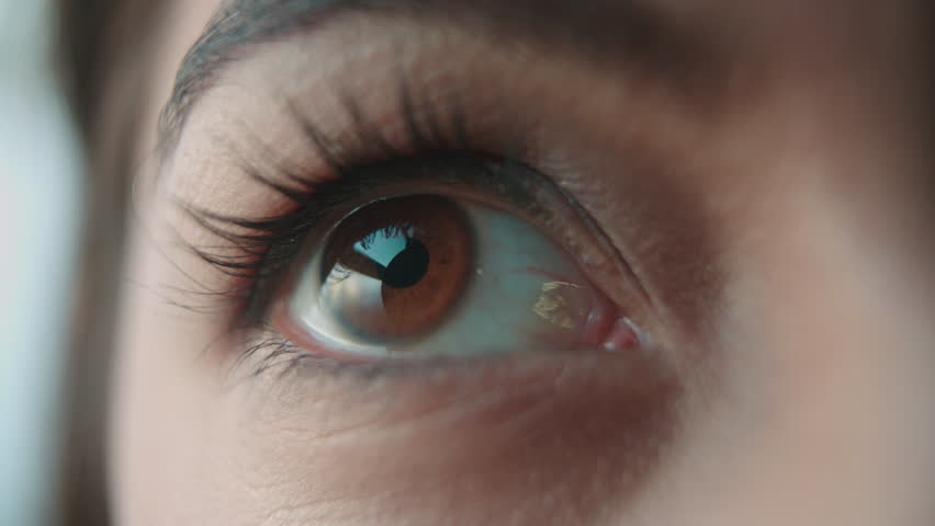 Extreme close up of a woman's brown eye opening, looking up | Shutterstock HD Video #16792492