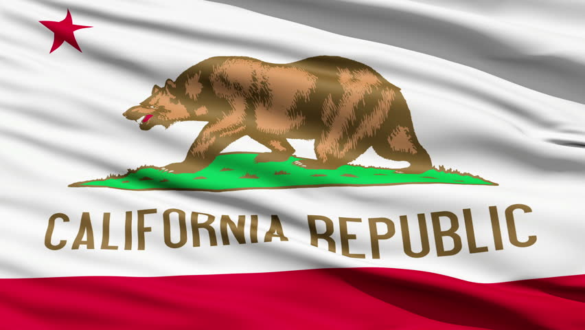 Waving Flag Of The US State Of California, also known as the Bear Flag.