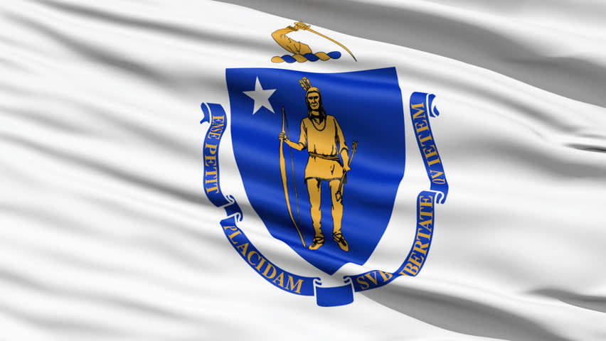 Flag Of The Commonwealth of Massachusetts, a state of the US, with the official
