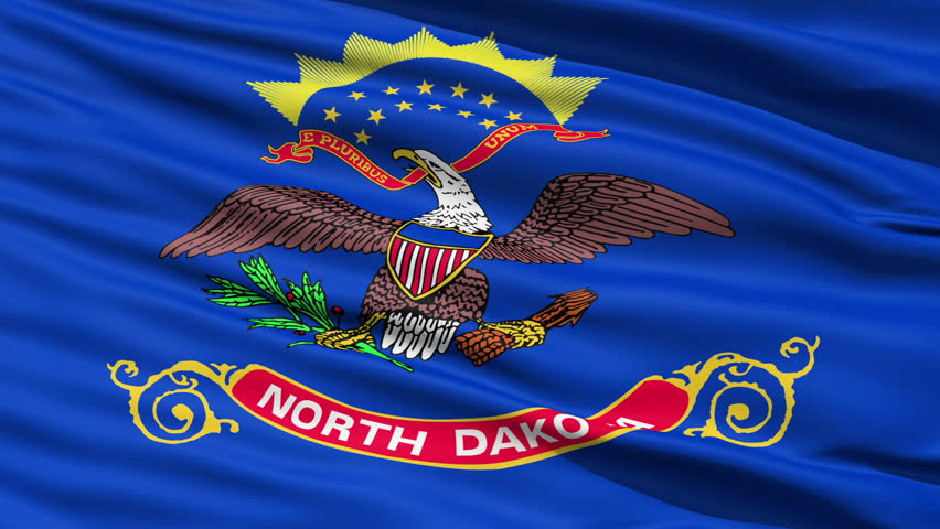 Waving Flag Of The US State of North Dakota which is a copy of the unit banner