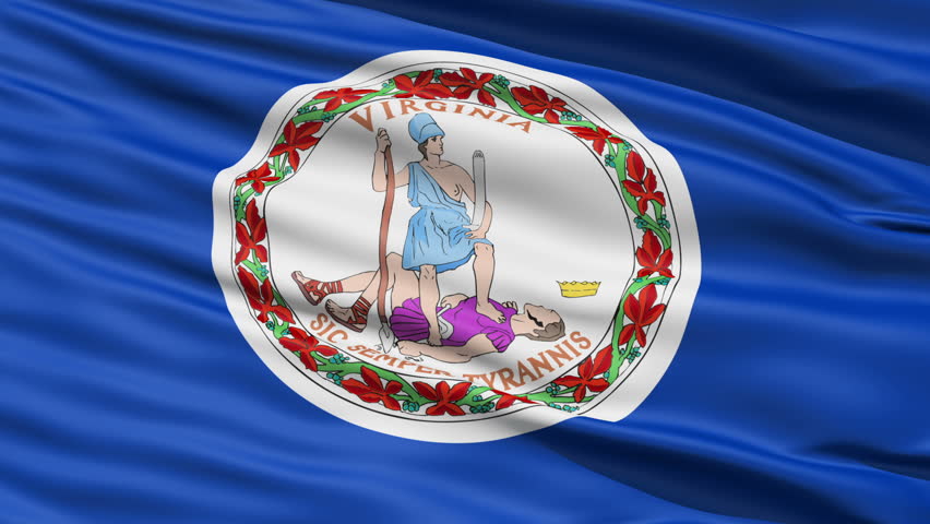 Waving Flag Of The Commonwealth Of Virginia, America, with the official seal