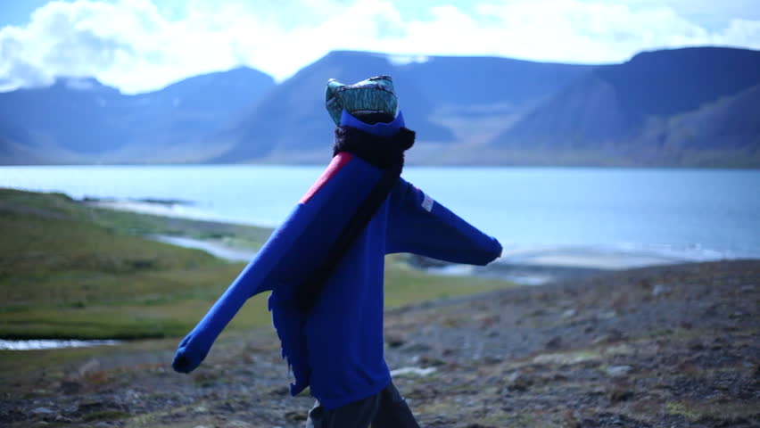 Scarecrow on a farm in the mountains of Iceland