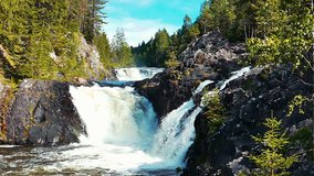 Kivach Waterfall in Karelia, Northern Russia, Super Slow Motion 120 Fps Full hd Video