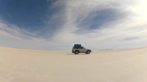 Exploring the Uyuni Salt Flats in Bolivia from a 4WD
