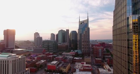Downtown Nashville Skyline Dusk Batman Building