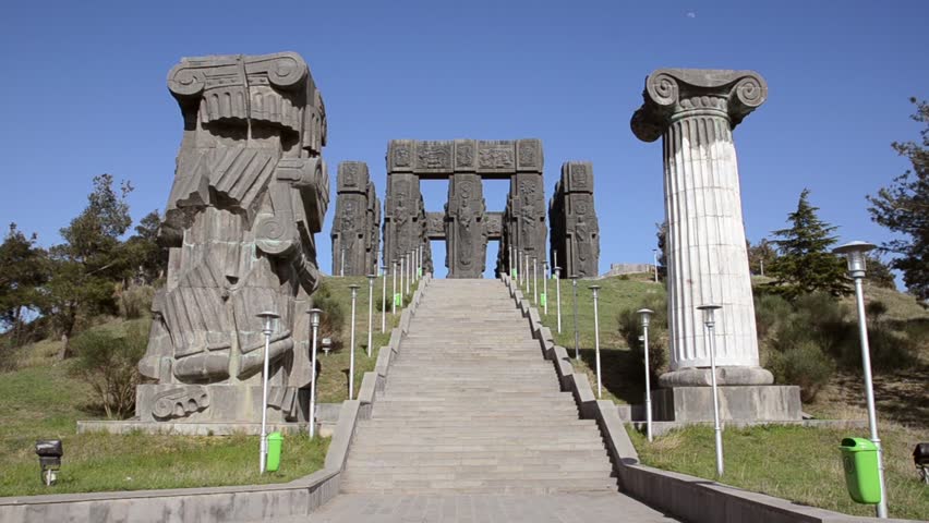 Bottom view on Memorial History of Georgia in Tbilisi, Tsereteli
