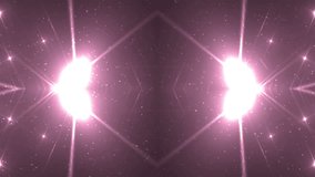 VJ Fractal pink kaleidoscopic background. Background pink motion with fractal design. Disco spectrum lights concert spot bulb. Light Tunnel.