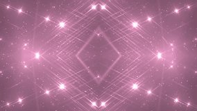 VJ Fractal pink kaleidoscopic background. Background pink motion with fractal design. Disco spectrum lights concert spot bulb. Light Tunnel.