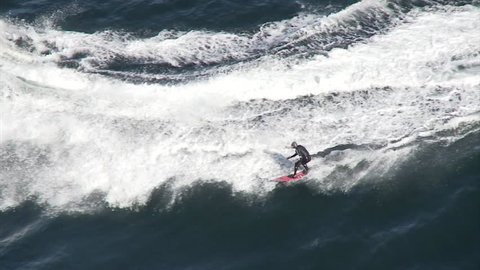 Shipsterns Bluff Big Wave Surfing Wipeout Aerial View. 