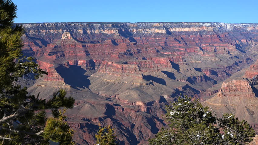 Grand Canyon North rim landscape - February 2016: Arizona, USA, panoramic footage