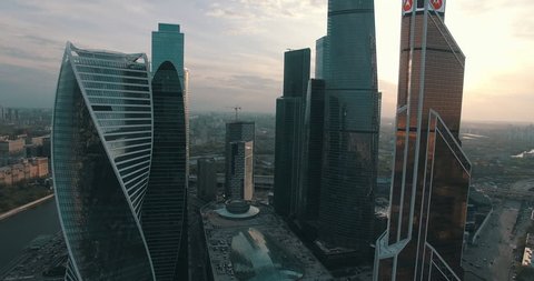 Office business center of moscow city aerial