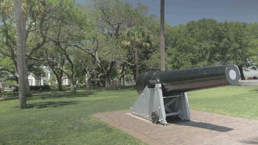 Civil war-era cannonballs at the Battery in Charleston, SC. Charleston, South Carolina - USA: July, 2015