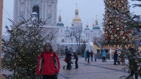 Man Comes, Looking Around, Waiting For Someone, Looking at Watch, People at the Tv-Screen Are Watching Video, Artificial Alley of Firs, New Year's Evening on a Sophia Square and Mikhailovskaya