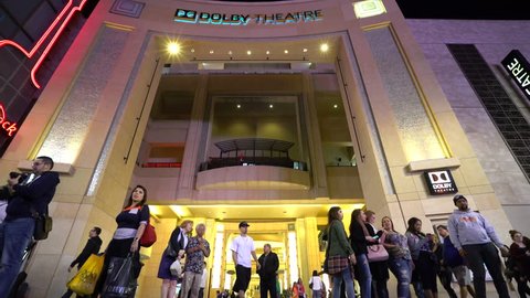 Dolby theatre at night - February 2016: Los Angeles, California, Hollywood boulevard