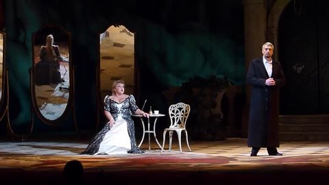 DNIPRO, UKRAINE - MAY 20, 2016: Traviata opera performed by members of the Dnipropetrovsk Opera and Ballet Theatre.