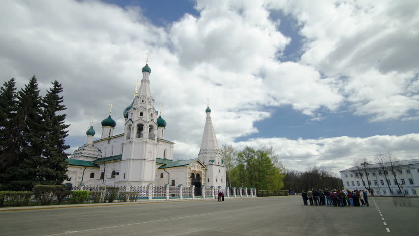 Yaroslavl, Russia, the church of Elijah the Prophet Ilia Prorok in Yaroslavl timelapse hyperlapse
